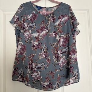 Apt. 9 Floral Blouse - Blue and Purple